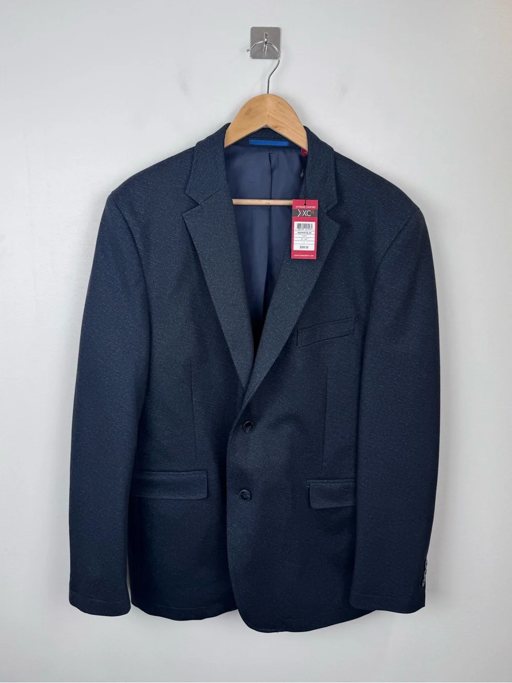 NWT Johnston & Murphy Men's XC4 Print Dark Navy Two-Button Blazer Size Large